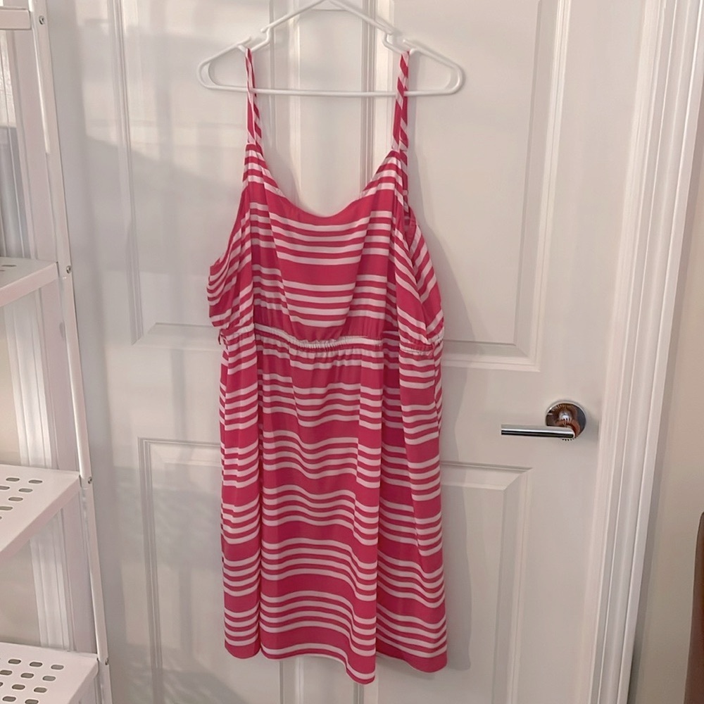 Lane Bryant Empire Waist Dress - size 22/24 pink and white stripe